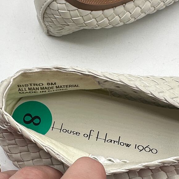 HOUSE OF HARLOW 1960 Bistro Woven Mary Jane Flats White Sz 8 NWOB - Picture 7 of 7